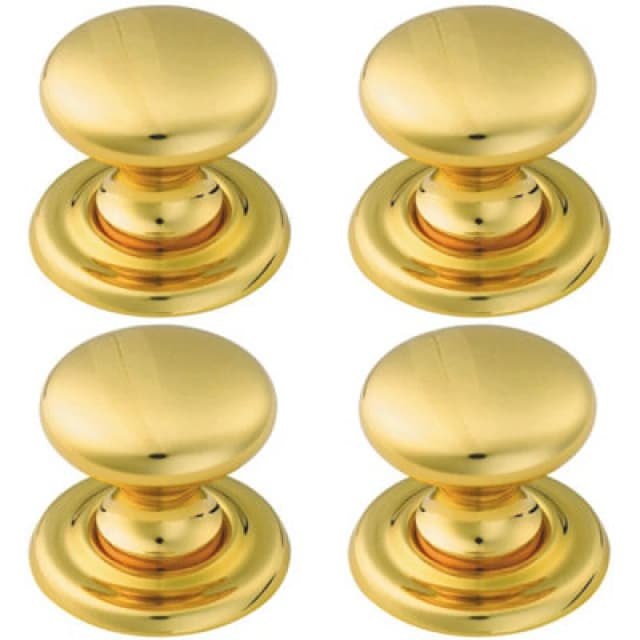 Loops 4x Tiered Mushroom Cupboard Door Knob 32mm Diameter Brass Cabinet Handle Metallics unisex