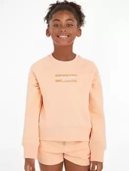 Calvin Klein Jeans Girls Hero Logo Sweatshirt - Fresh Cantaloupe, Light Orange, Size Age: 12 Years, Women