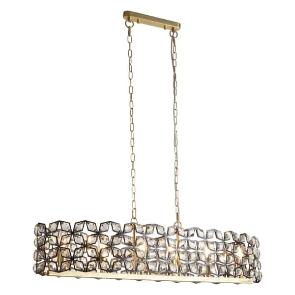 Searchlight Iris 6 Light Bar Ceiling Pendant Light - Satin Brass