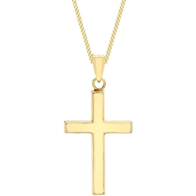 Be You 9ct Gold Plain Cross Necklace Gold female 18inch