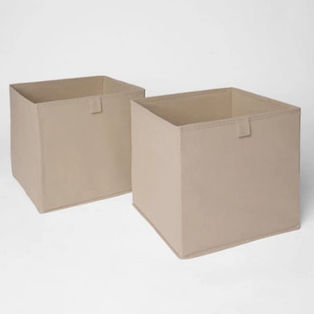 OHS OHS Pack of 2 Plain Folding Cube Storage Boxes in Beige Beige One Size Unisex 5027434159000