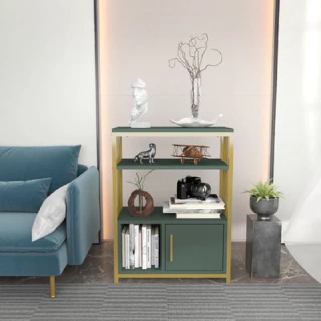 Decorotika Letos Bookcase Shelving Unit Green & Gold