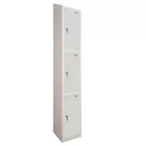 3 Door Locker, 450X450, Grey Carcass/Grey Doors, Sloping Top, Camlock