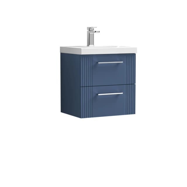 Balterley Wall Hung 2 Drawers Vanity Unit - Mid-Edge Basin 500mm, Satin Blue Blue Unisex