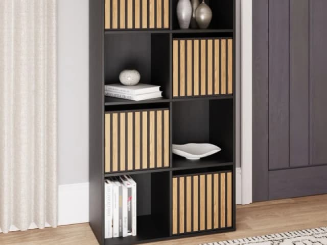 GFW Kube 2x4 Black and Oak Shelf Storage Cube