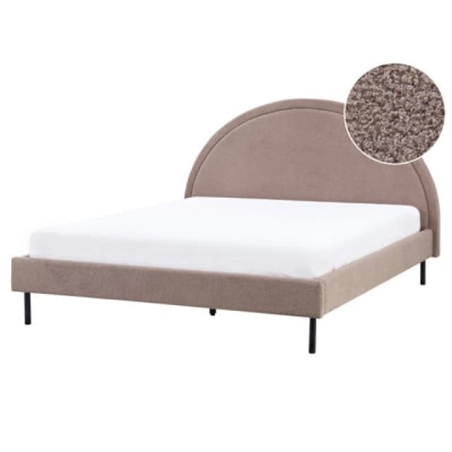 Beliani Bed Boucle Margut 160 X 200 Cm (Eu King Size) Taupe