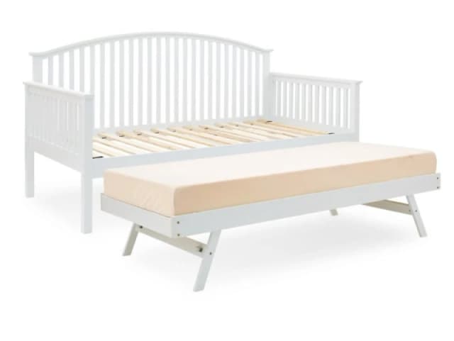 GFW Madrid White Wooden Day Bed with Guest Bed Frame - 3ft Single