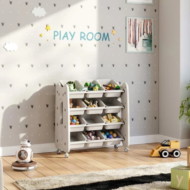 LIFE IDEAS Rolling 4 Tier Plastic Toy Storage Organizer Beige unisex One size