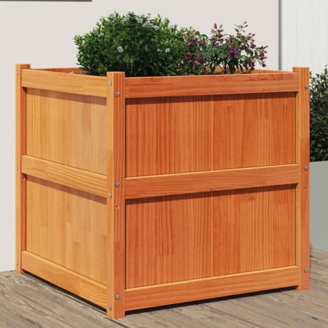 vidaXL Garden Planter Wax Brown 70x70x70cm Solid Wood Pine, Brown 837436