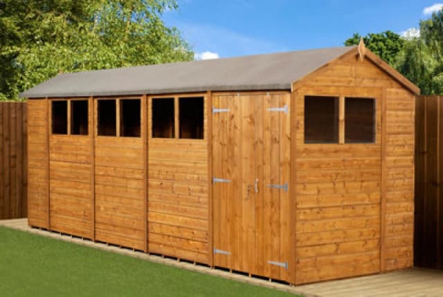 Empire Sheds Empire Modular Apex 6X18 Dipped Treated Tongue And Groove Wooden Garden Shed Double Door & Windows (6' X 18' / 6ft X 18ft) (6X18)
