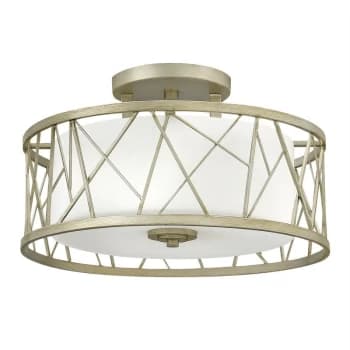 Elstead Nest - 3 Light Semi Flush Ceiling Light Silver Leaf, E27