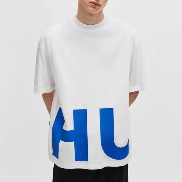 HUGO Blue Nannavaro Oversized Cotton T-Shirt - M White Tops male 50509840-100 M