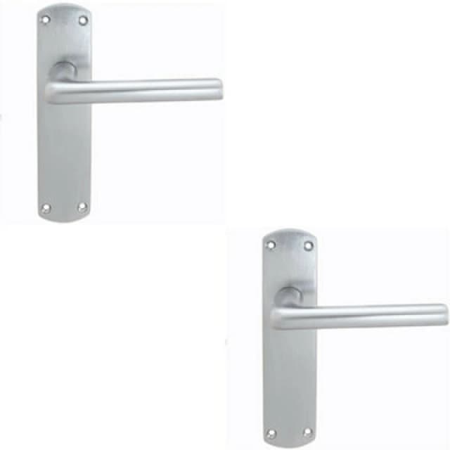 Loops 2x Rounded Straight Bar Handle on Latch Backplate 170 x 42mm Satin Chrome Multi
