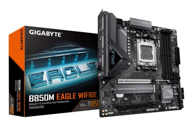 Gigabyte Gigabyte B850M EAGLE WIFI6E Motherboard - AMD Ryzen 9000 Series CPUs, 8+2+2 Phases Digital VRM, up to 8200MHz DDR5 (OC), 1xPCIe 5.0 + 1xPCIe