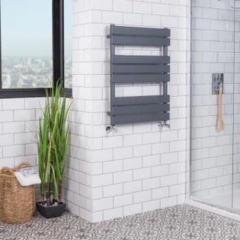 Juva 800 x 600mm Sand Grey Flat Panel Heated Towel Rail -