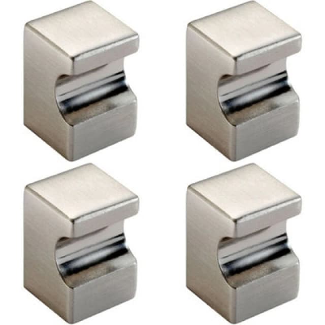 Loops 4x Square Cupboard Door Knob 18 x 18mm 25mm Projection Satin Nickel Metallics unisex