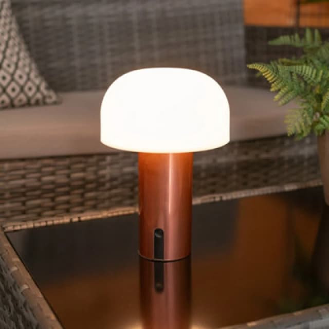 ValueLights Rechargeable Copper Touch Table Lamp LED Out/In Cordless Dimmer Light Copper