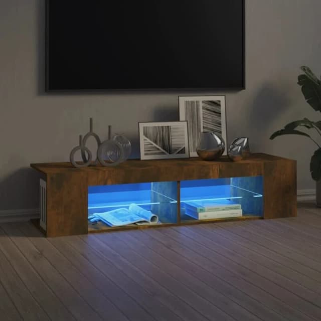 vidaXL TV Cabinet with LED Lights Smoked Oak 135x39x30 cm, Brown 815693
