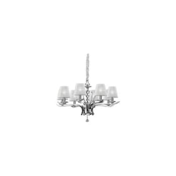 Ideal Lux Pegaso - 8 Light Crystal Multi Arm Chandelier Chrome, White Finish, E14