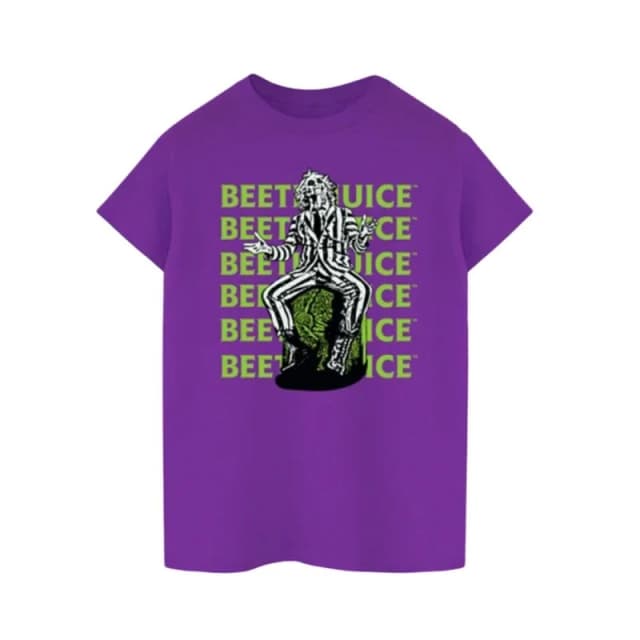 Beetlejuice Beetlejuice Men Pose Cotton T-Shirt in Purple Size: Small Purple S Male 5063376716864