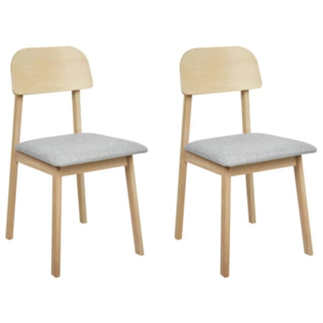 Beliani Set Of 2 Dining Chairs Scandia Wood Light Grey