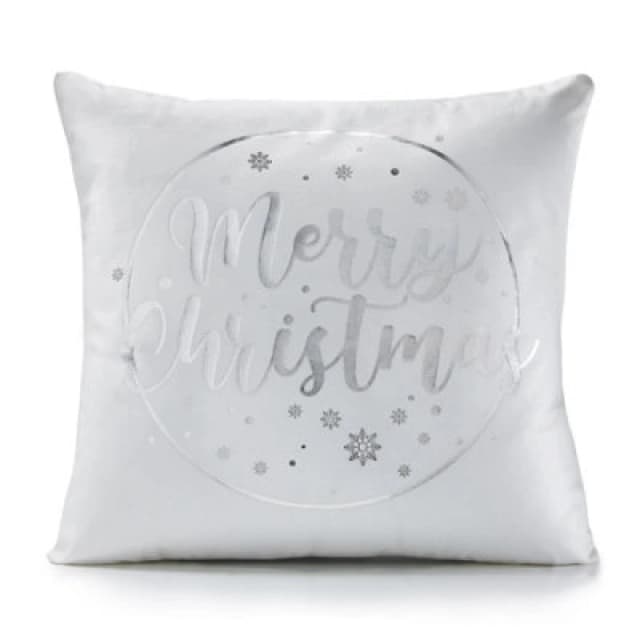 Luxury Living Merry Christmas Silver 18" Christmas Cushion