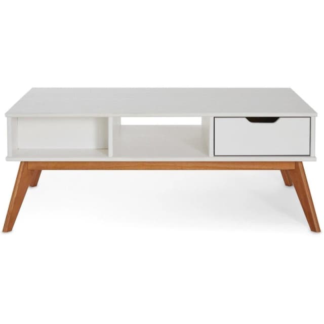 Homelife Bergen Solid Pine Coffee Table - White White One Size