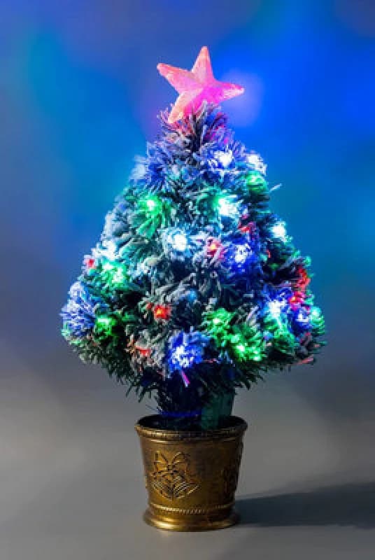 Shatchi 2ft/60cm Frosted Tips 8 Modes Fibre Optic Christmas Tree LED Pre-Lit Green