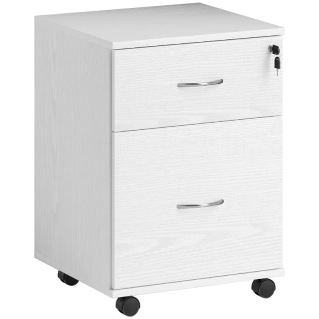 HOMCOM Pedestal Office Mobile Filing Cabinet 2 Drawer - White TJ Hughes 5061025090358