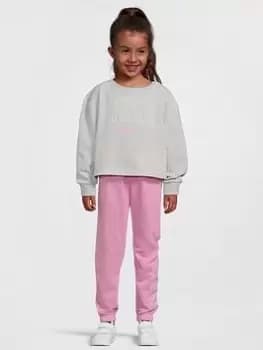 Nike Kids Girls Sweatshirt - Light Grey, Light Pink, Size 6-7 Years, Women