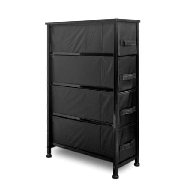 Clarisworld 4 Narrow Chest Drawers Storage Tower Dresser - Wood Top, Sturdy Steel Frame, Organizer Unit For Bedroom, Hallway.