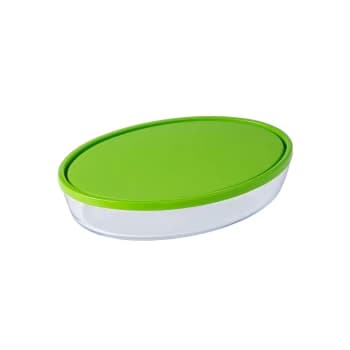 Pyrex Cook & Store Oval Dish with Green Lid