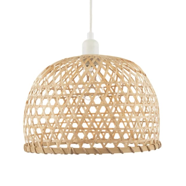 Happy Homewares Hand Strapped Natural Bamboo Pendant Lighting Shade with Bell Shape in Brown Brown Unisex