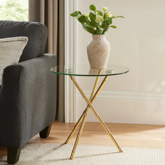Premier Housewares Versatile Knop Legs Side Table, Elegant Gold Finish Legs Of Bedside Table, Lightweight Small Lounge Table Gold