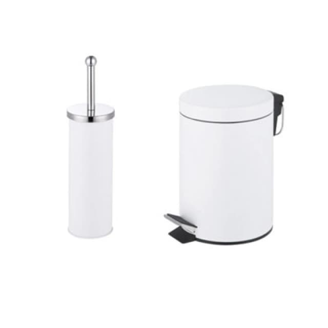 Innoteck Essentials 3L Pedal Bin And Toilet Brush Set - Matt White