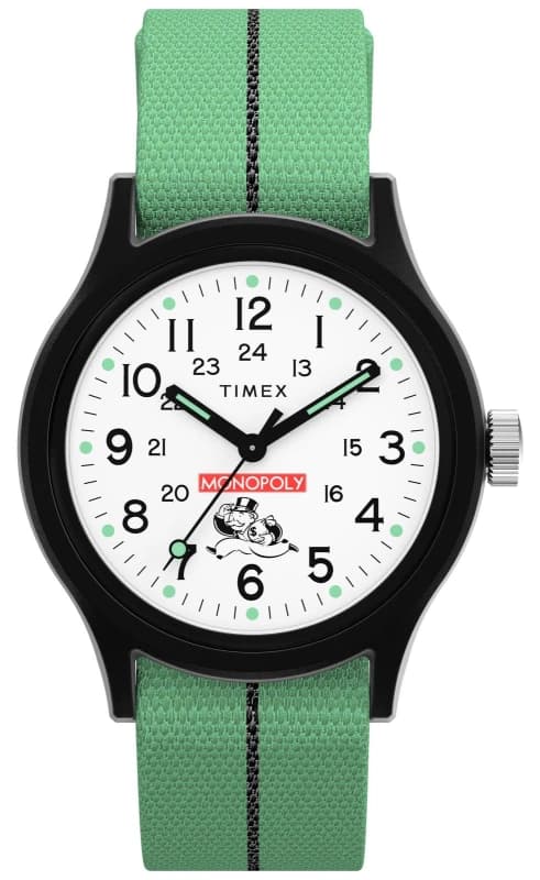Timex TW2Y47100 x Monopoly MK1 (36mm) White Dial / Green and Watch