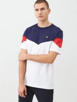Lyle & Scott Panel T-Shirt - Navy/White, Size L, Men