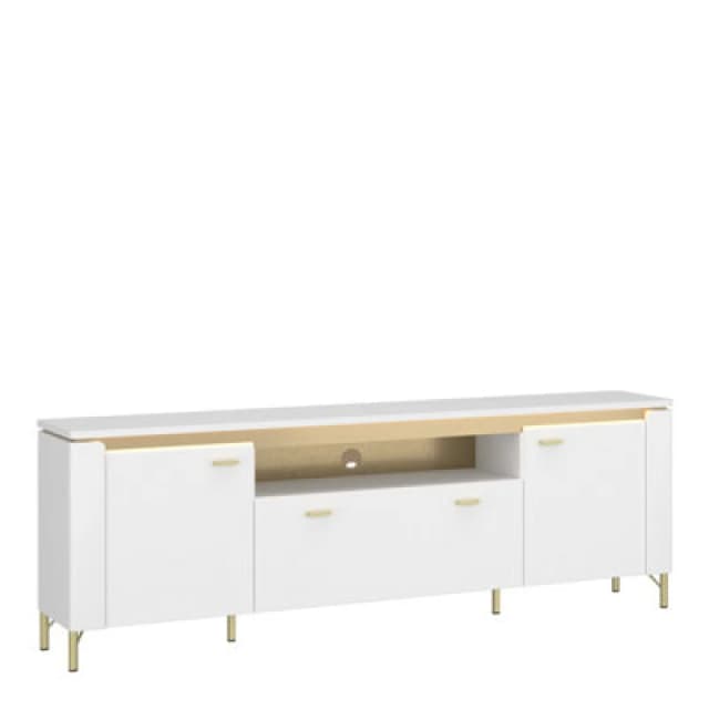Furniture To Go Lazio TV Cabinet 2 Door 1 Drawer In Alpine White/white Gloss