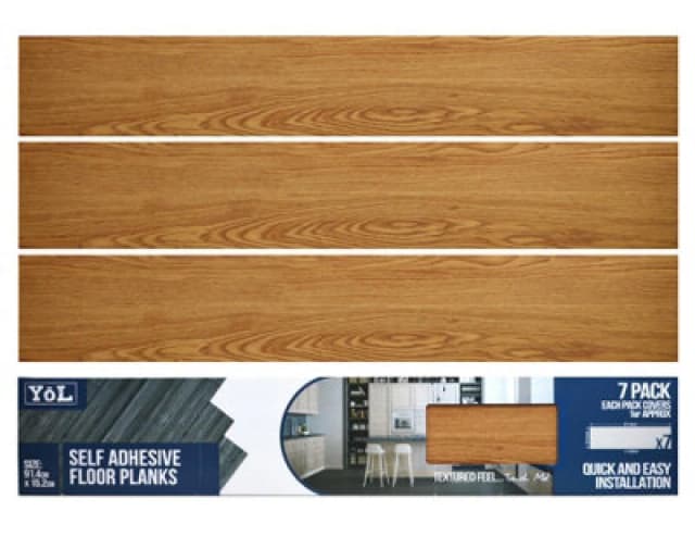 Yes-Online Floor Planks Tiles Self Adhesive Brown Wood Oak Vinyl Flooring Bathroom Kitchen - Pack Of 7 6X36"- 1M²