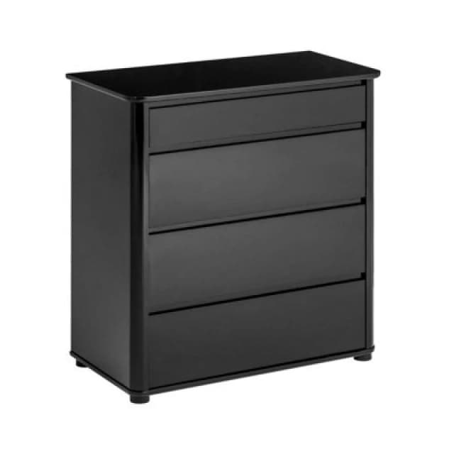 Premier Housewares Moritz Black High Gloss 4 Drawer Chest Black