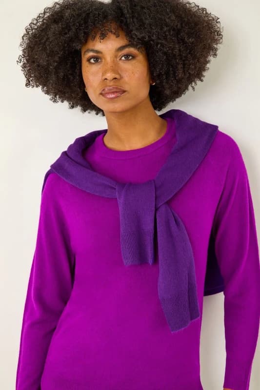 Roman Womens Plain Soft Crew Neck Jumper in Magenta Size: 12 Magenta Female 12