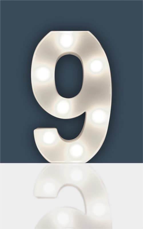 "9" Light Up 3D LED 22cm Numbers Party Birthday Wedding Battery Operated ELV-520528 Light-Up Number