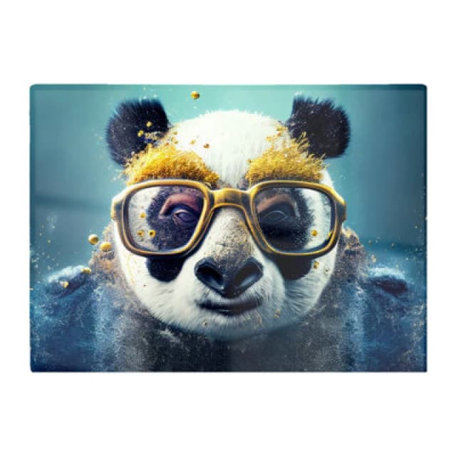 Warren Reed Designer Panda With Golden Glasses Splashart Glass Chopping Board