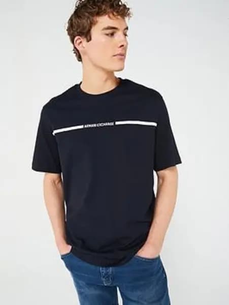 Armani Exchange Stripe Logo T-Shirt Deep Navy S
