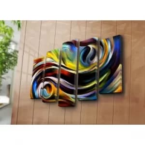 5PATK-229 Multicolor Decorative Canvas Painting (5 Pieces)