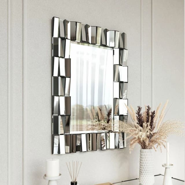 CARME HOME Knightsbridge - Luxury Large Rectangular Wall Mirror(Grey Silver) in Grey Grey Unisex