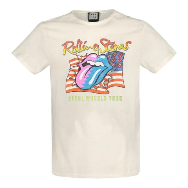 Amplified Amplified Men Steel Wheels The Rolling Stones T-Shirt in White Size: X-Small White XS Male 5063238003767