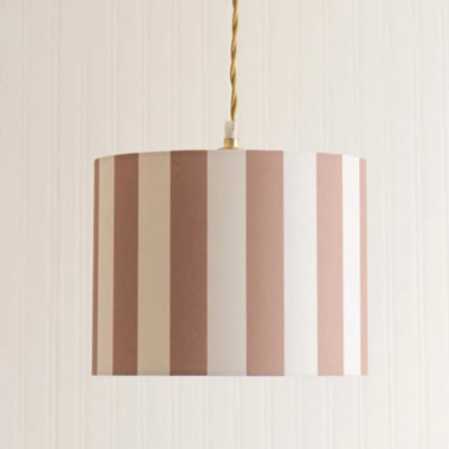 ValueLights ValueLights Callie Colour Clash Natural and Brown Stripe Drum Lamp Shade and Bulb Size: Small Multi Small Unisex 5059406065538