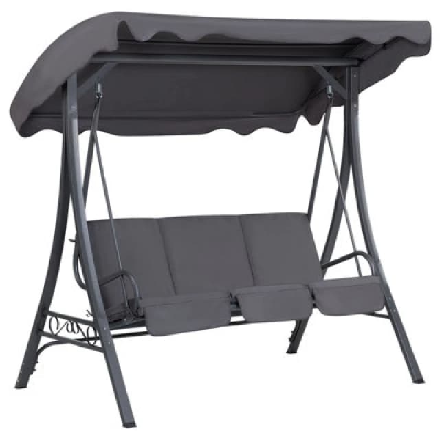 Beliani Patio Swing Garbo Metal Dark Grey