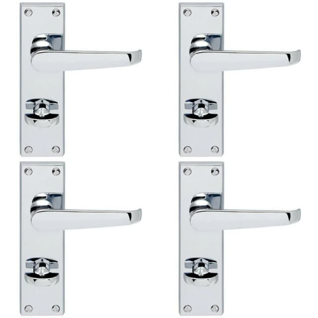 Loops 4x Victorian Flat Lever on Bathroom Backplate Handle 150 x 42mm Polished Chrome Multi